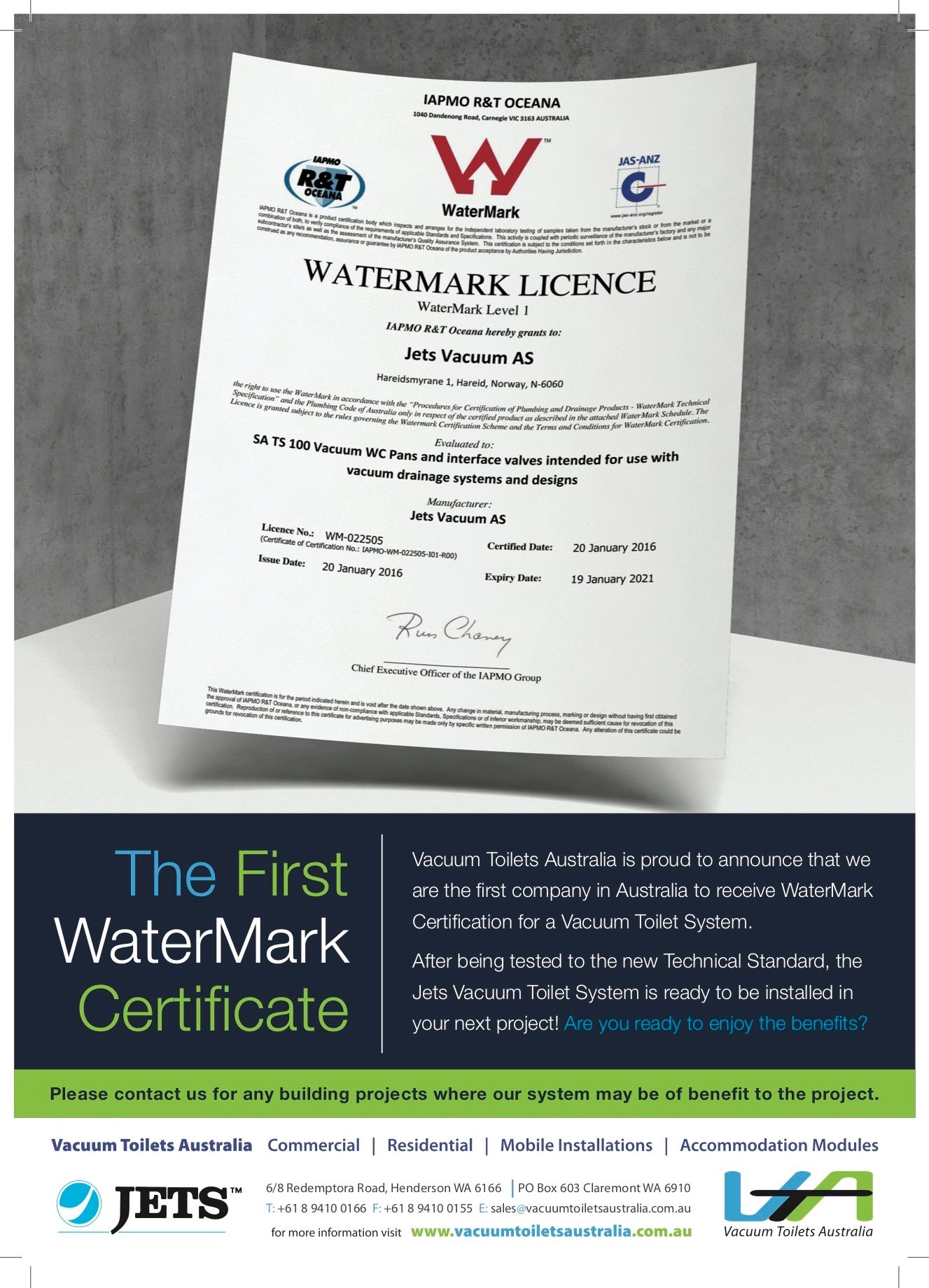 The First WaterMark Certificate